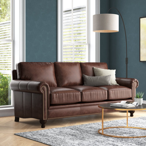 Lark Manor Anferny 84" Genuine Leather Sofa Wayfair